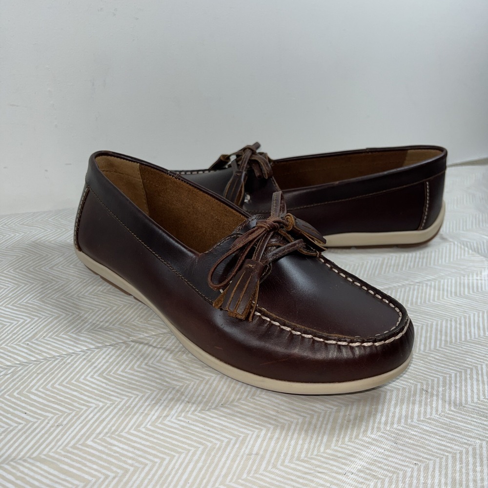 Hotter Womens 7.5 Bay Slip On Brown Leather Shoes Loafers Classic Comfort Y2K 90